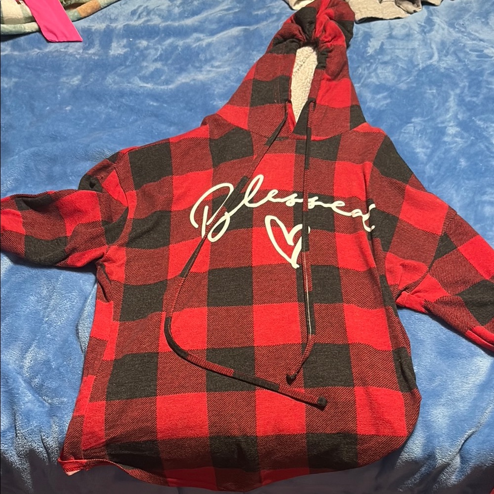 Plaid Red and Black Kids Hoodie